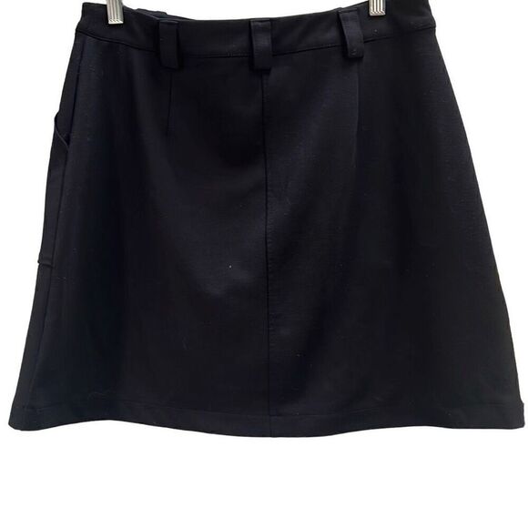 7th Avenue Women’s Black Silver Snap Button Down A-Line Mini Skirt Size 10 - Picture 5 of 6